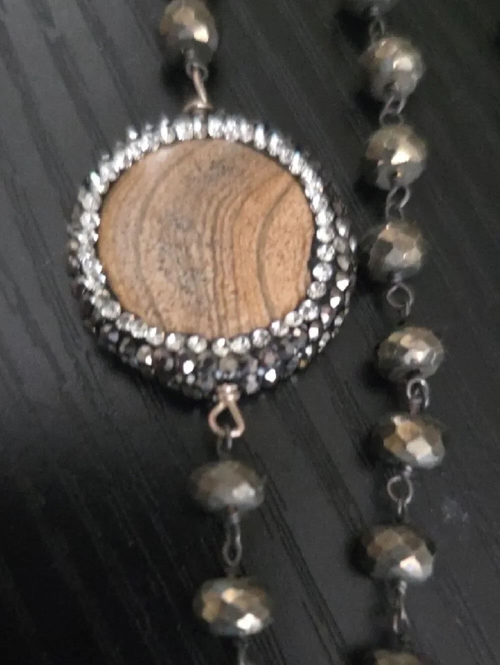 Vintage Long Necklack With Jasper Cabochones
